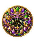 Mardi Gras Wreath Sign, Round Metal Sign, Door Hanger
