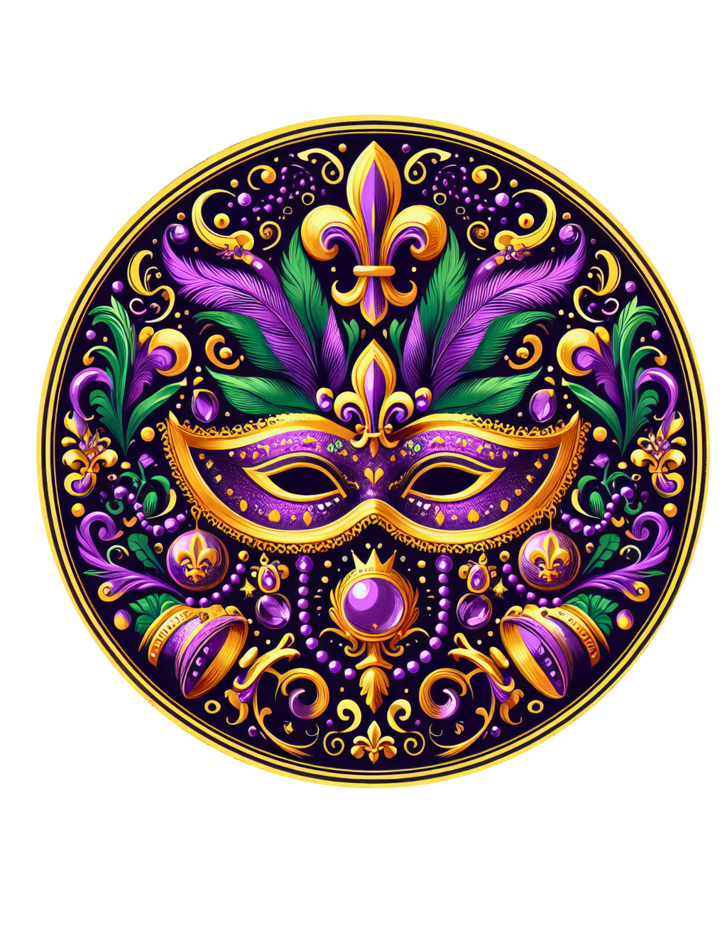 Mardi Gras Mask Wreath Sign, Round Metal Sign, Door Hanger
