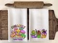 King Cake Themed Kitchen Towels, Set of 2 Kitchen Towels, Gift for baker, gift for cook, Mothers Day gift