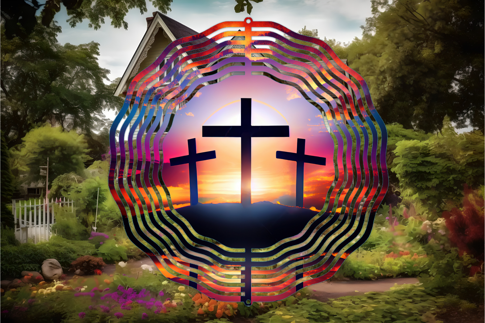 Three Crosses Wind Spinner