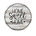Home Sweet Home Faux Shiplap Wreath Sign, Round Metal Sign, Door Hanger