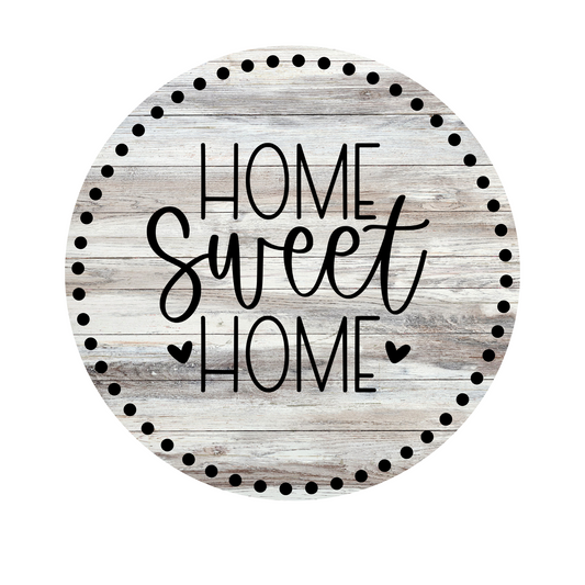 Home Sweet Home Faux Shiplap Wreath Sign, Round Metal Sign, Door Hanger