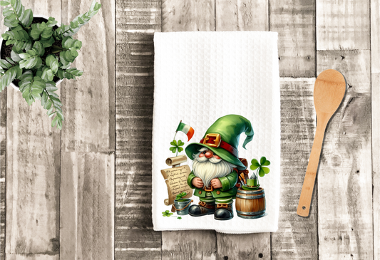 St. Patricks Day Gnome Kitchen Dish Towel, Hand Tea Towel