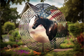 Horse and American Flag 10 Inch Double Sided Metal Wind Spinner-Yard Art-Mothers Fathers Day Gift, Christian Religious Gift