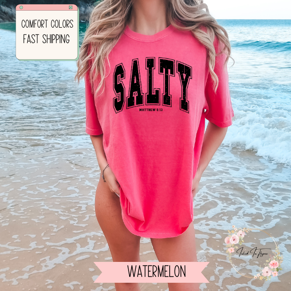 Salty Shirt, Comfort Colors, Summer Shirt, Bible Verse Shirt, Vacation Shirt, Oversized Beach Tee, Christian Religious TShirt