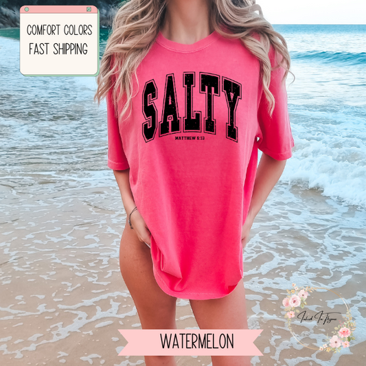 Salty Shirt, Comfort Colors, Summer Shirt, Bible Verse Shirt, Vacation Shirt, Oversized Beach Tee, Christian Religious TShirt