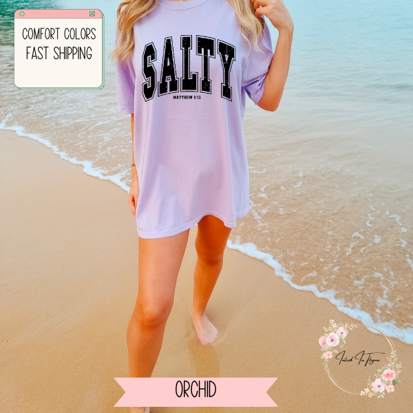 Salty Shirt, Comfort Colors, Summer Shirt, Bible Verse Shirt, Vacation Shirt, Oversized Beach Tee, Christian Religious TShirt