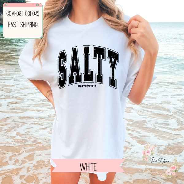 Salty Shirt, Comfort Colors, Summer Shirt, Bible Verse Shirt, Vacation Shirt, Oversized Beach Tee, Christian Religious TShirt