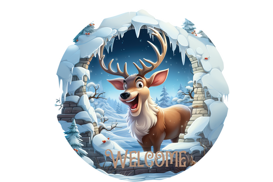 Funny Reindeer Welcome  Wreath Sign