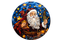 Stained Glass Santa Wreath Sign