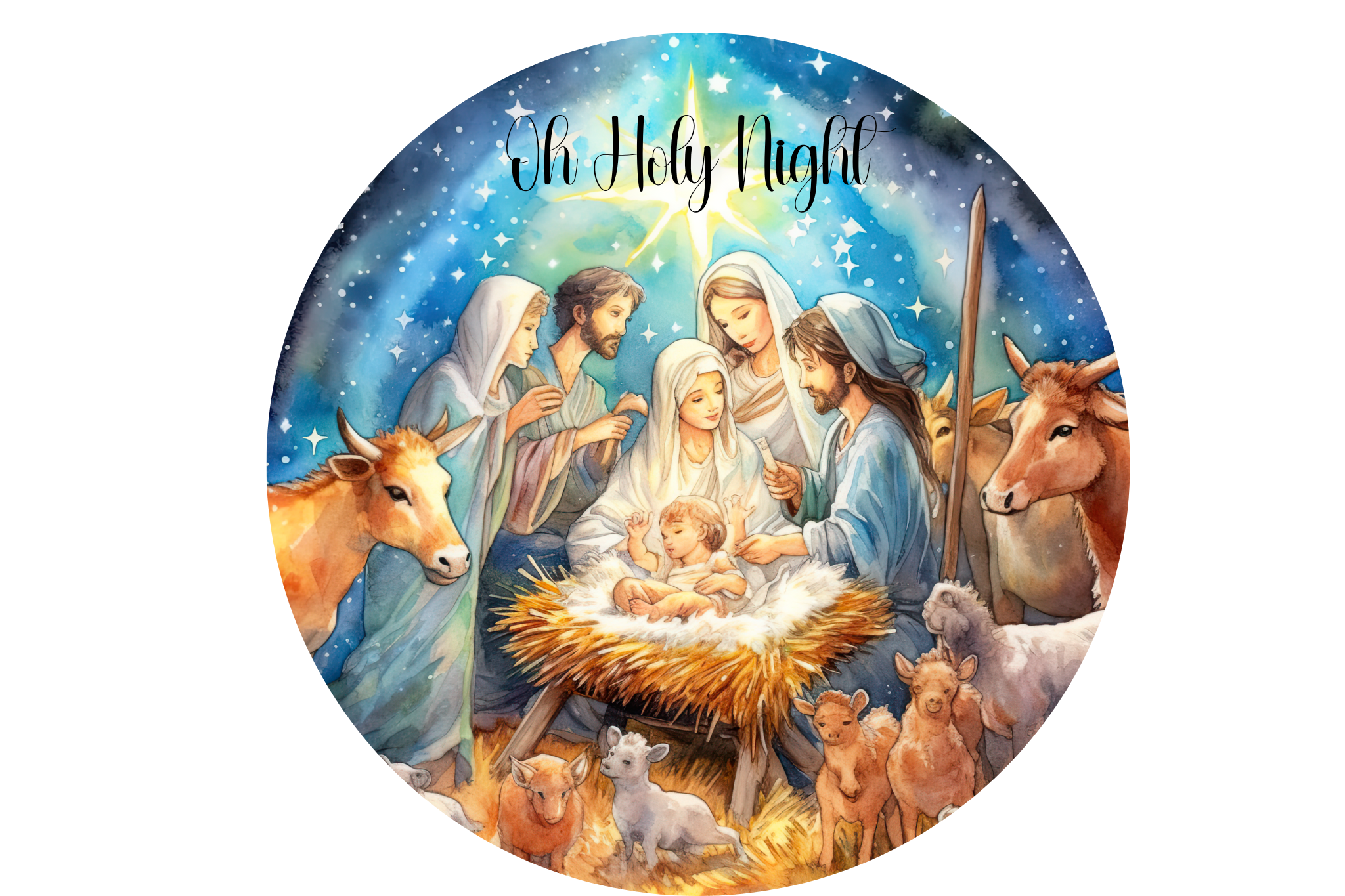 Oh Holy Night Nativity Wreath Sign