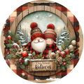 Santa This House Believes Wreath Sign, Round Metal Sign For Wreaths, Wreath Attachment, Christmas Holiday Winter Wreath Sign