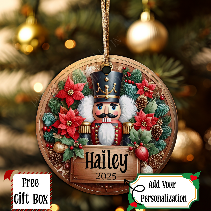 Personalized Nutcracker Ornament, Family Kids Children's Gift Ornament, Add Any Name Any Year, Keepsake Ornament, Gift For Girl