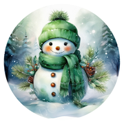 Green Snowman Wreath Sign, Round Metal Sign For Wreaths, Wreath Attachment, Christmas Holiday Winter Wreath Sign