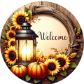 Welcome Fall Lantern Wreath Sign, Round Metal Sign For Wreaths, Wreath Attachment, Fall Autumn Wreath Sign, Wreath Center