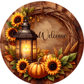 Welcome Fall Lantern Wreath Sign, Round Metal Sign For Wreaths, Wreath Attachment, Fall Autumn Wreath Sign, Wreath Center