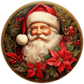 Santa Vintage Look Wreath Sign, Round Metal Sign For Wreaths, Wreath Attachment, Christmas Holiday Winter Wreath Sign