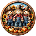 Scarecrow & Pumpkins Wreath Sign, Round Metal Sign For Wreaths, Wreath Attachment, Halloween Fall Wreath Sign