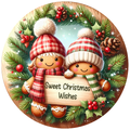 Gingerbread Sweet Christmas Wishes Wreath Sign, Round Metal Sign For Wreaths, Wreath Attachment, Christmas Holiday Winter Wreath Sign