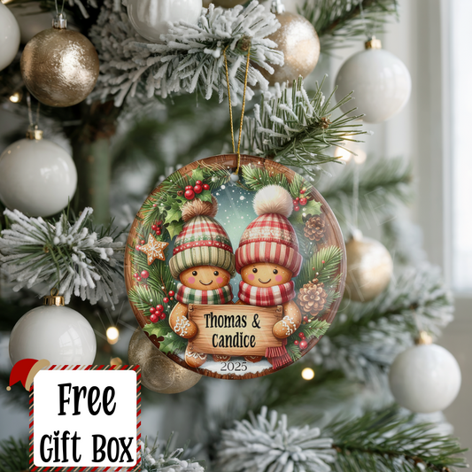 Personalized Gingerbread Couple Ornament, Gingerbread Newlywed Wedding Gift Ornament, Add Any Name Keepsake Ornament, Engagement Spouse Gift