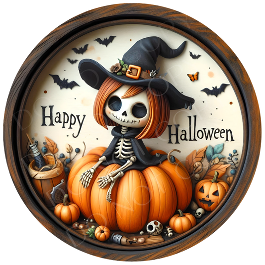 Witch Happy Halloween Wreath Sign, Round Metal Sign For Wreaths, Wreath Attachment, Halloween Fall Wreath Sign