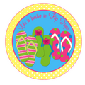 Life Is Better In Flip Flops  Wreath Sign, Round Metal Sign, Door Hanger