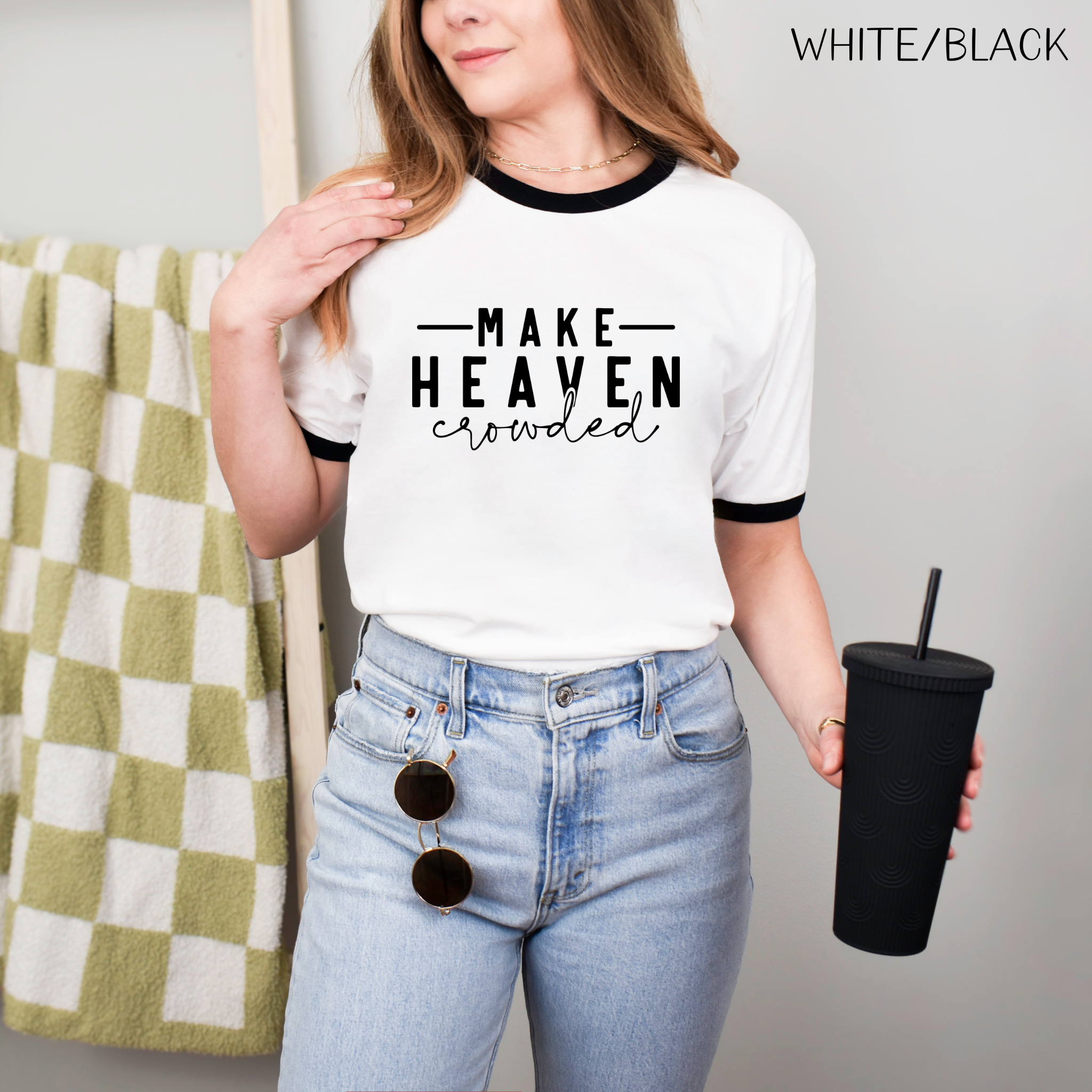 Make Heaven Crowded Unisex Cotton Ringer T-Shirt, Christian T-Shirt, Christian Gift, Retro Jesus T-Shirt,  Bible Shirt, Gift For Her