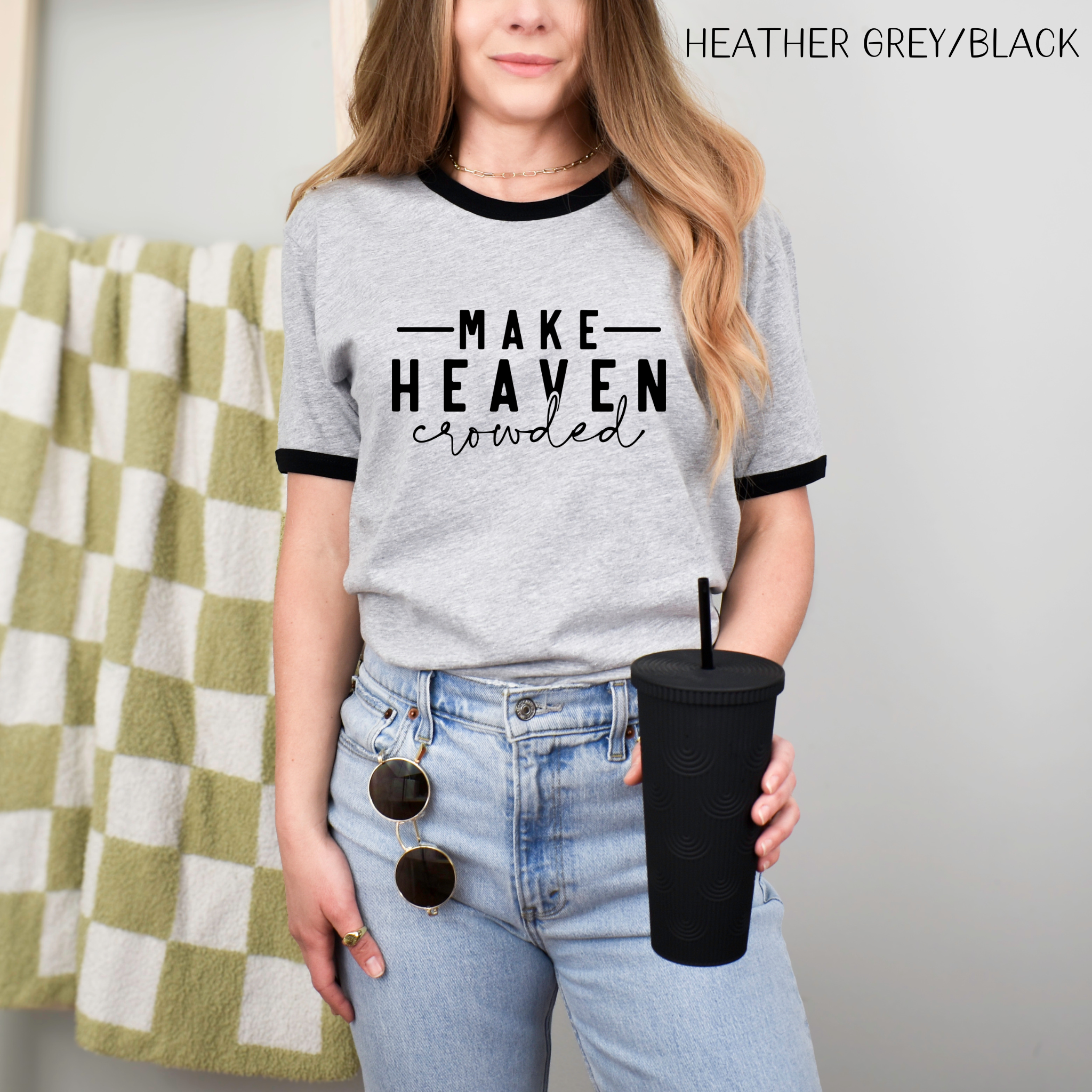Make Heaven Crowded Unisex Cotton Ringer T-Shirt, Christian T-Shirt, Christian Gift, Retro Jesus T-Shirt,  Bible Shirt, Gift For Her