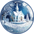 Peace On Earth with church  Wreath Sign