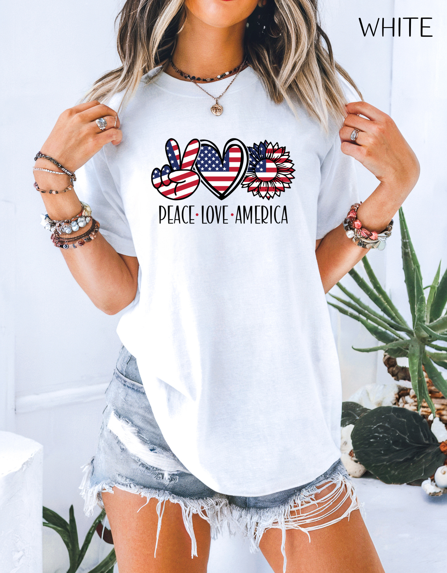 Peace Love America T-Shirt | Unisex Vintage Tee for July 4th, Americana Style, Summer Outfit, American Pride, Gift For Her