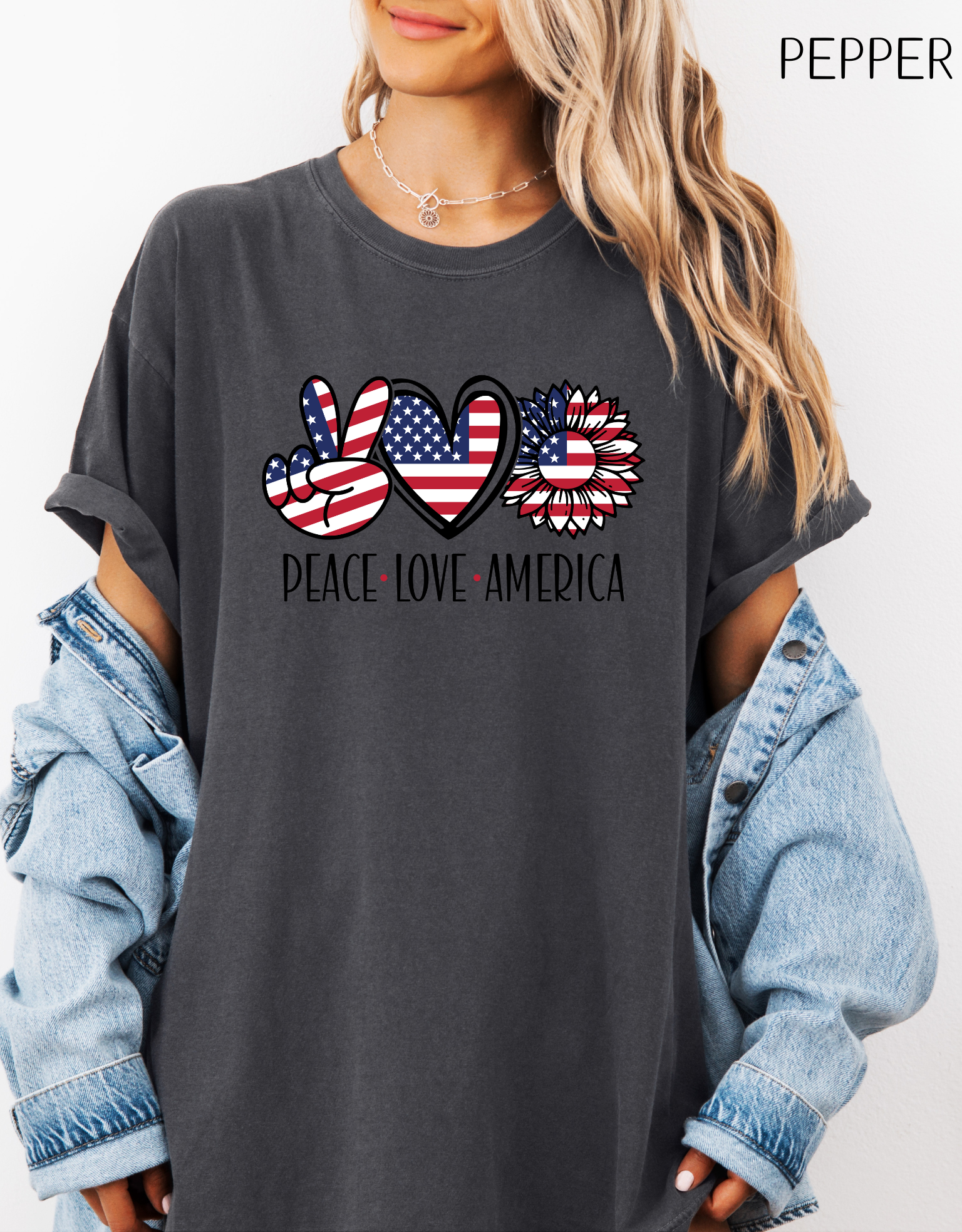 Peace Love America T-Shirt | Unisex Vintage Tee for July 4th, Americana Style, Summer Outfit, American Pride, Gift For Her