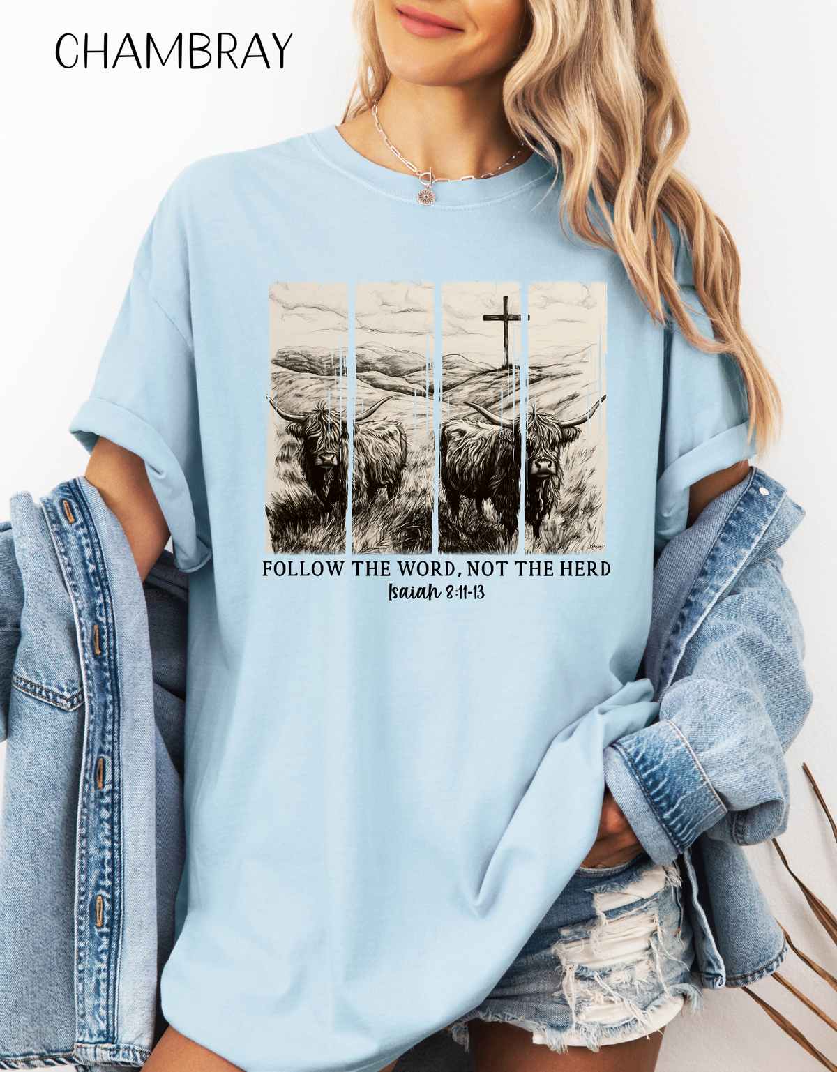 Follow the Word Not the Herd Unisex Tee, Inspirational Tee, Isaiah 8:11-13, Christian Shirt, Gift For Her, Religious Bible Verse Women's Tee