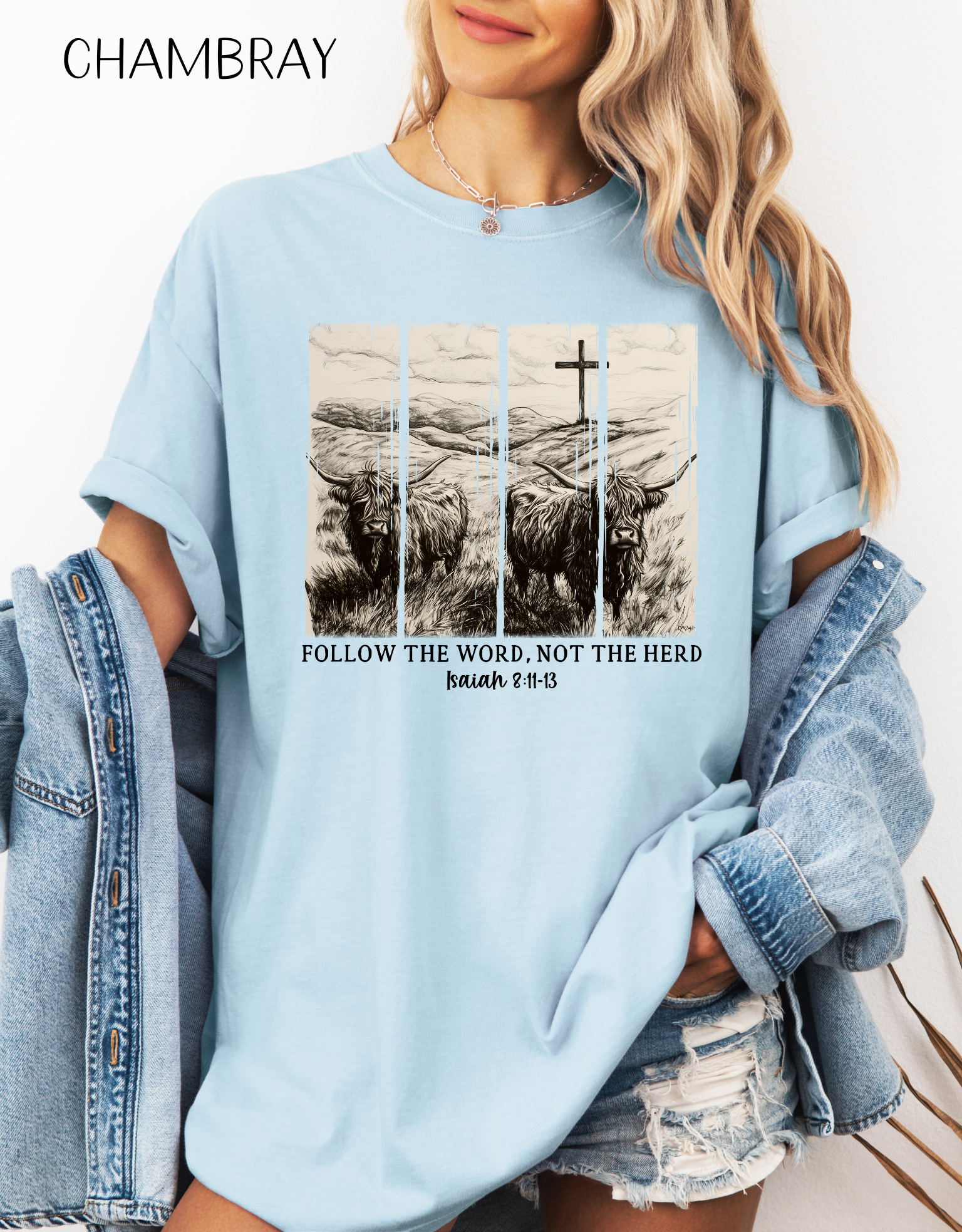 Follow the Word Not the Herd Unisex Tee, Inspirational Tee, Isaiah 8:11-13, Christian Shirt, Gift For Her, Religious Bible Verse Women's Tee