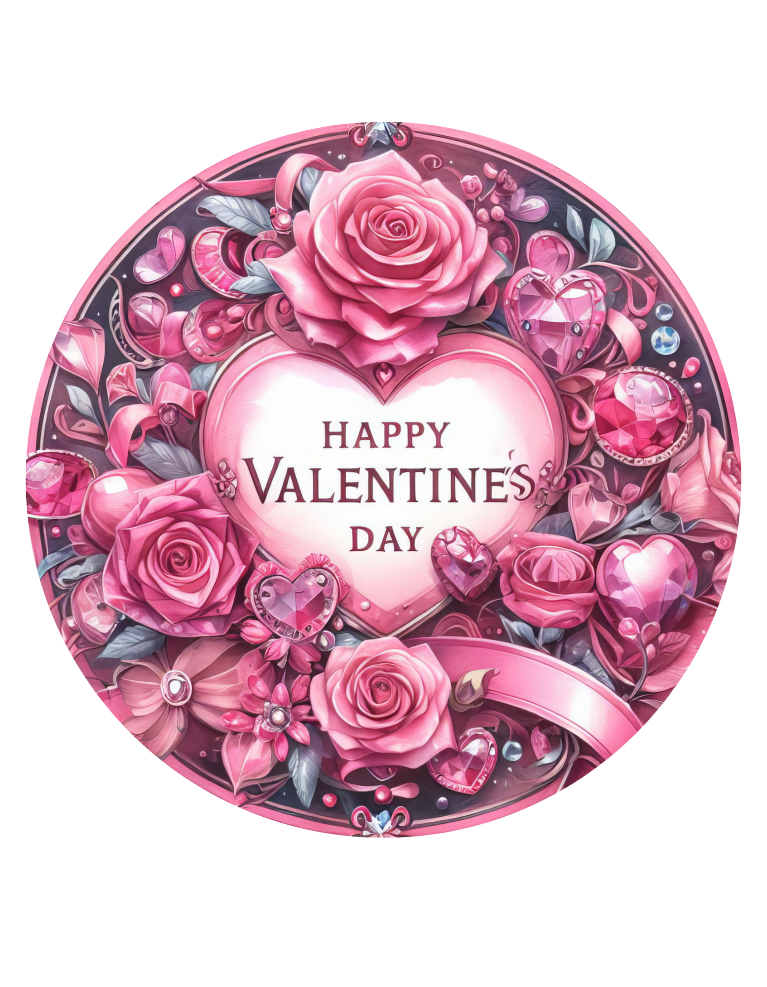 Happy Valentines Day with pink roses Wreath Sign