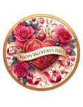Happy Valentines Day Red and Gold Wreath Sign, Round metal sign, Door Hanger