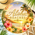 Aloha Beaches Wreath Sign, Round Metal Sign For Wreaths, Summer Beach Wreath Attachment Insert