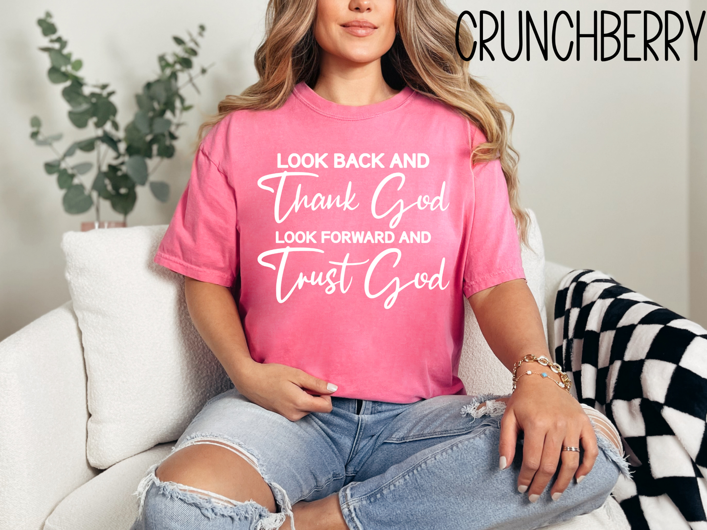 Look Back and Thank God Look Forward and Trust God Tshirt, Christian Religious Shirt, Jesus Apparel Faith Based Inspirational Shirt,