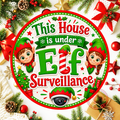 This House Is Under Elf Surveillance Wreath Sign, Round Metal Sign For Wreaths, Christmas Holidays Wreath Attachment Insert