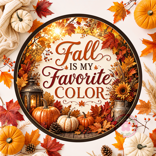 Fall Is My Favorite Color Wreath Sign, Round Metal Sign For Wreaths, Fall Wreath Attachment Insert