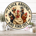 Flock Around and Find Out Wreath Sign, Round Metal Sign For Wreaths, Patriotic Decor