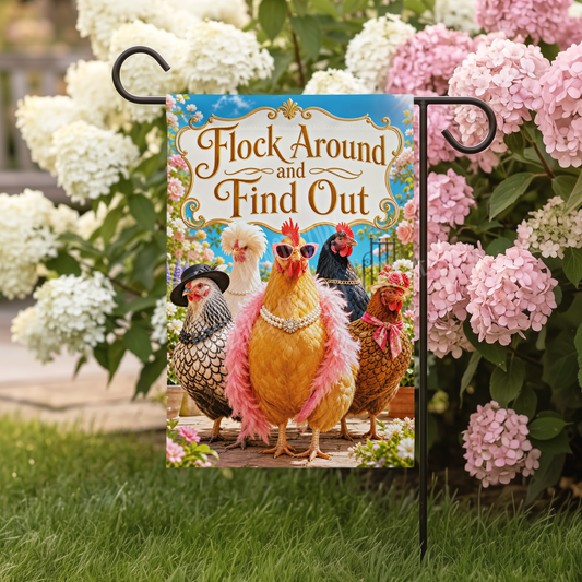 Flock Around and Find Out Garden Flag, 12x18 Double Sided Flag: Front Yard Decor