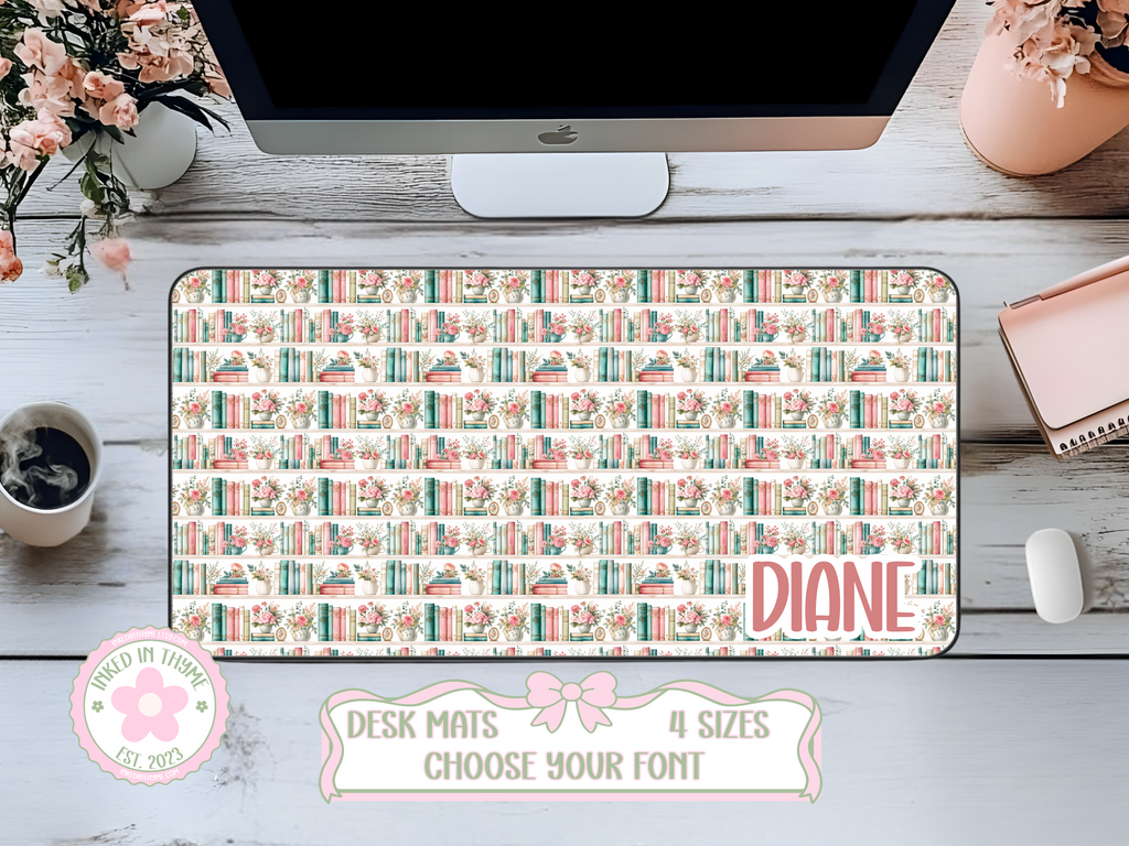 Custom Bookshelf Desk Mat, Large Mousepad, Office Dorm Decor, Co Worker Teacher Gift, Home Office Desk Supplies