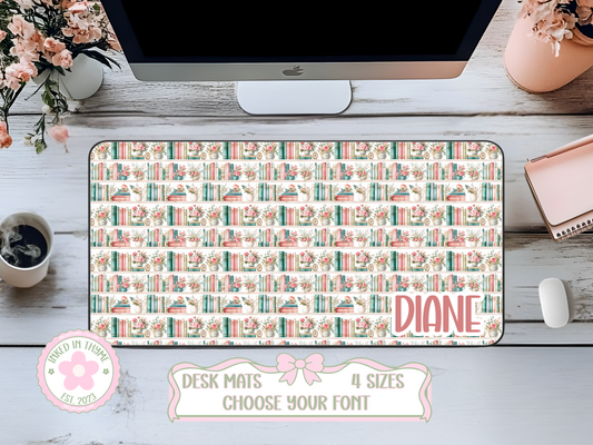 Custom Bookshelf Desk Mat, Large Mousepad, Office Dorm Decor, Co Worker Teacher Gift, Home Office Desk Supplies