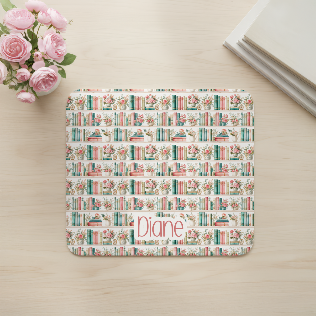 Custom Bookshelf Desk Mat, Large Mousepad, Office Dorm Decor, Co Worker Teacher Gift, Home Office Desk Supplies