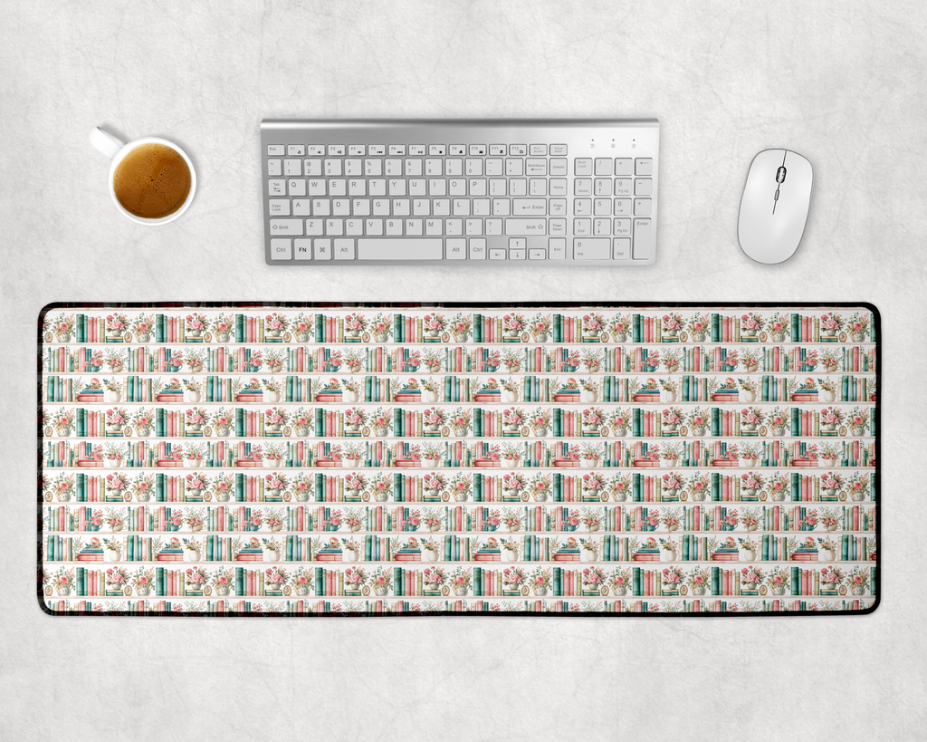 Custom Bookshelf Desk Mat, Large Mousepad, Office Dorm Decor, Co Worker Teacher Gift, Home Office Desk Supplies