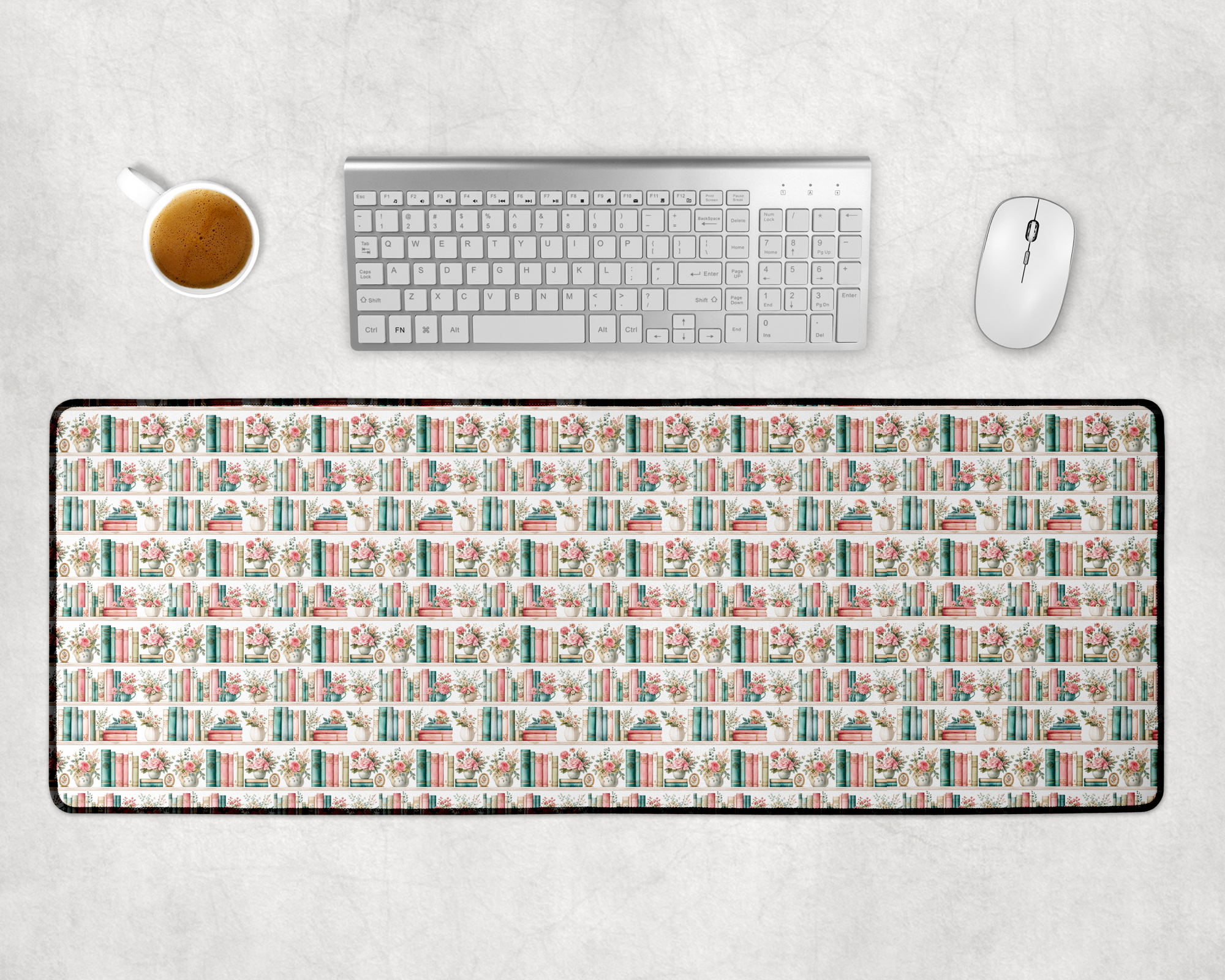 Custom Bookshelf Desk Mat, Large Mousepad, Office Dorm Decor, Co Worker Teacher Gift, Home Office Desk Supplies