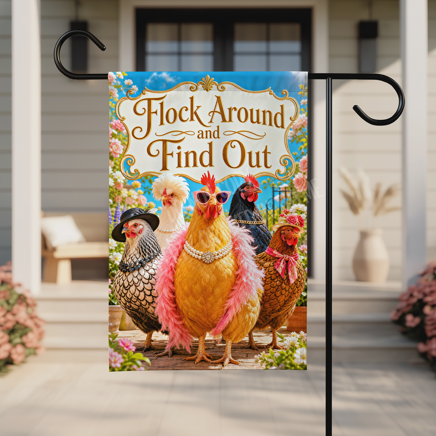 Flock Around and Find Out Garden Flag, 12x18 Double Sided Flag: Front Yard Decor