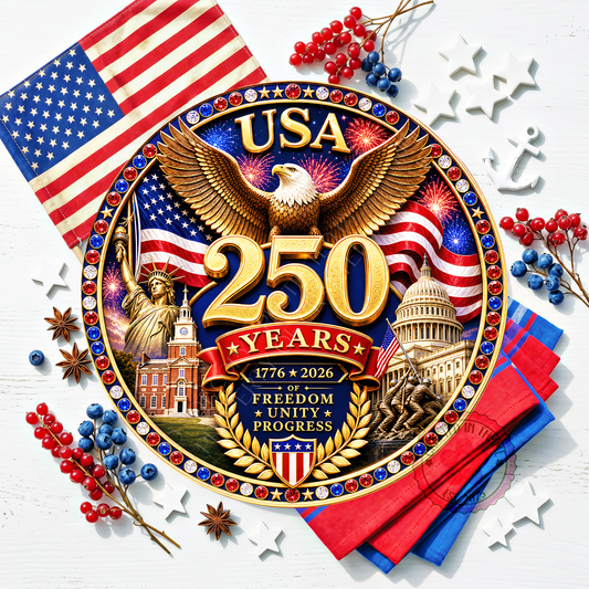 USA 250th Eagle Wreath Sign, Round Metal Sign For Wreaths, Patriotic Wreath Attachment