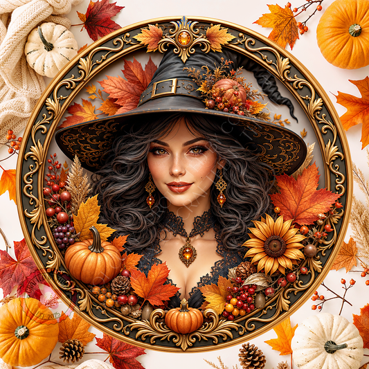 Good Witch Face Wreath Sign, Round Metal Sign For Wreaths, Halloween Wreath Attachment