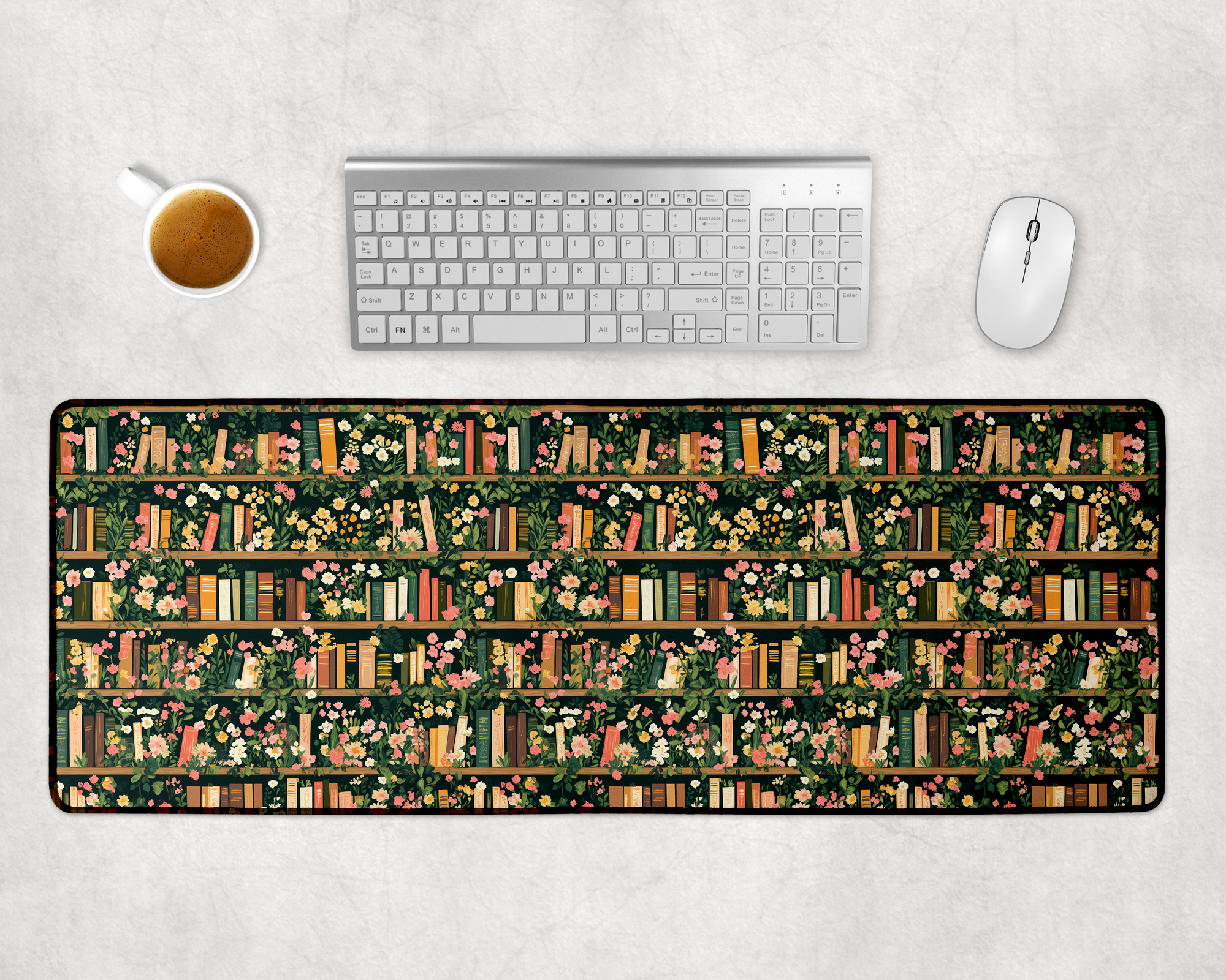 Custom Green Bookshelf Desk Mat, Large Mousepad, Office Dorm Decor, Co Worker Teacher Gift, Home Office Desk Supplies